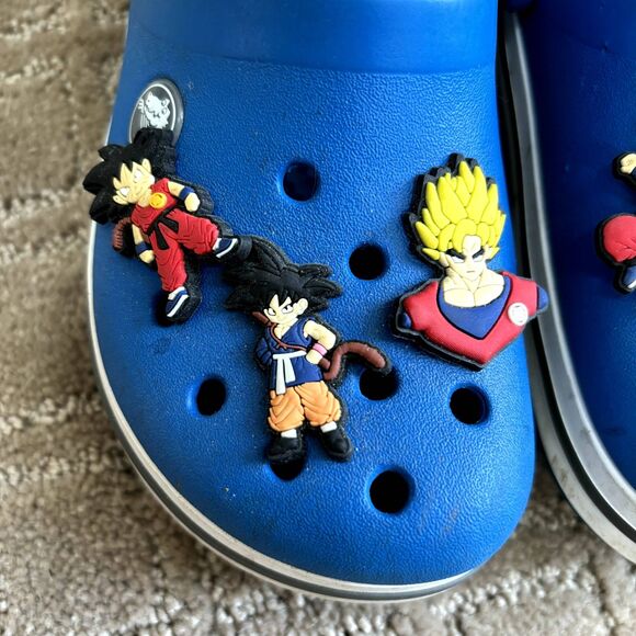Crocs Crocband Blue Clog for Unisex Child Sz 12 Dragon Ball Anime Jibbitz Charms - Picture 6 of 9
